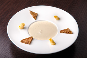 Mushroom cream soup, top view