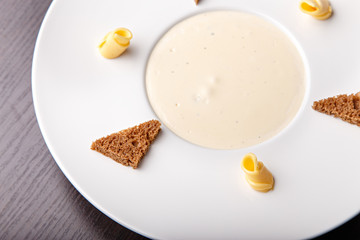 Mushroom cream soup, top view