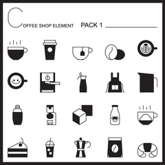 Coffee shop line icons.Mono icons pack 1.Pictogram illustration.