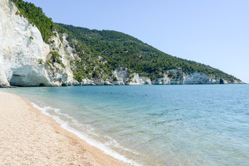 Fototapeta na wymiar The coast of Gargano National park on Puglia