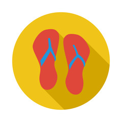 Beach red flip flops icon in flat style on a white background