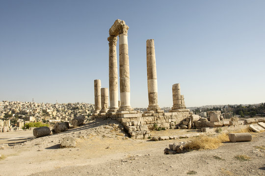 Main stone pillars in Amman citadel 