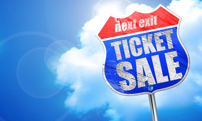 ticket sale, 3D rendering, blue street sign