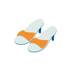 Yellow ladys high heel shoes icon in isometric 3d style on a white background