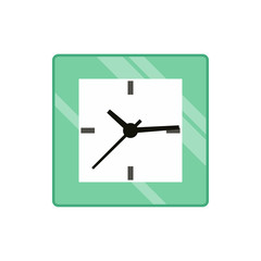 Square wall clock icon in flat style on a white background