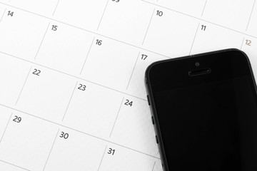 calender date and telephone in busiess concept