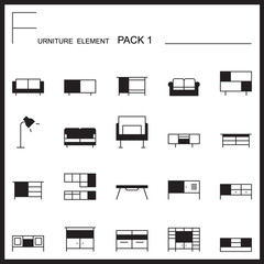 Furniture and home decorate line icons pack 1.Mono outline icons