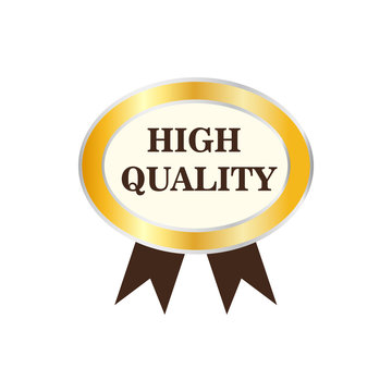 High quality golden label icon in flat style on a white background
