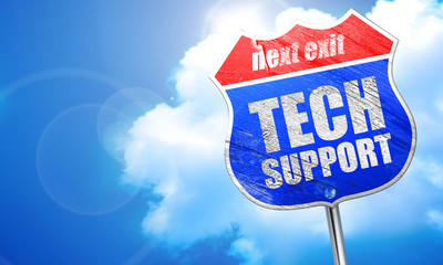 tech support, 3D rendering, blue street sign