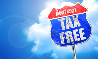 tax free sign, 3D rendering, blue street sign