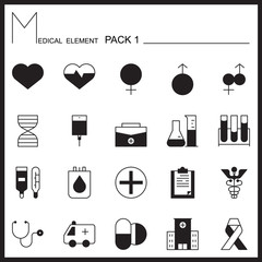 Medical line icons.Mono outline icons pack 1.Pictogram set
