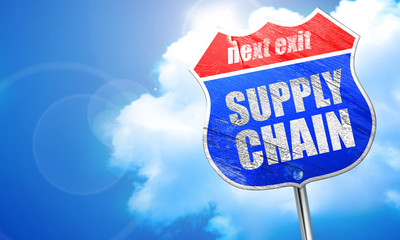 supply chain, 3D rendering, blue street sign