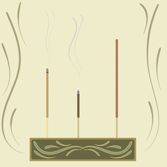 Vector aroma sticks on a stand with a pattern