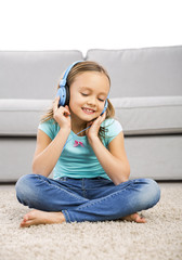 Cute girl listen music