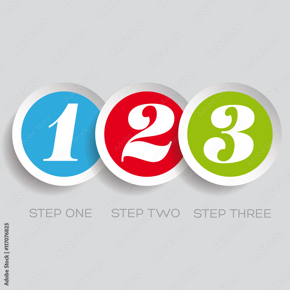 Poster one two three - vector progress steps