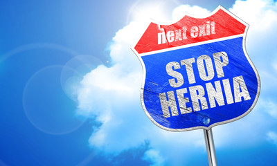 stop hernia, 3D rendering, blue street sign