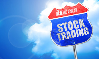 stock trading, 3D rendering, blue street sign