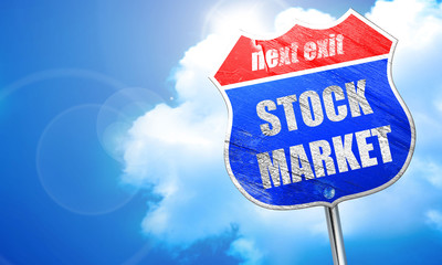 stock market, 3D rendering, blue street sign