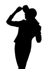 silhouette of a woman with a hat