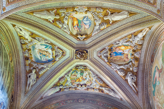 CREMONA, ITALY - MAY 24, 2016: The Fresco On The Vault Of Side Chapel In San Sigismondo Church By Artists Giulio Campi, Bernardino Campi E Bernardino Gatti (1564 - 1567).