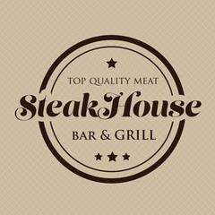 Steakhouse stamp logo - grill and bar