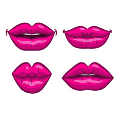 Vector lips pink. Smile, emotion lips. Vector set of lips