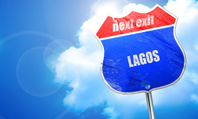 lagos, 3D rendering, blue street sign
