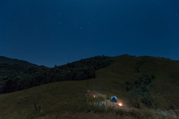 Fototapeta premium Camping on summit of Tulay Hill, Tak province, Thailand
