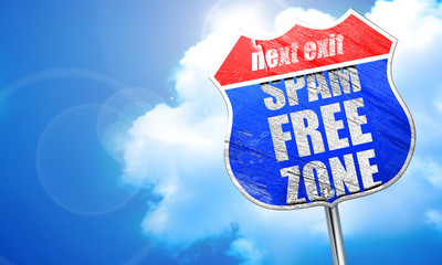 spam free zone, 3D rendering, blue street sign