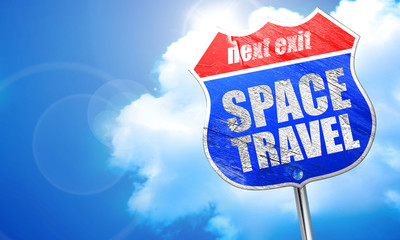 space travel, 3D rendering, blue street sign