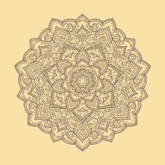 Round hand drawn boho mandala. Vector illustration.