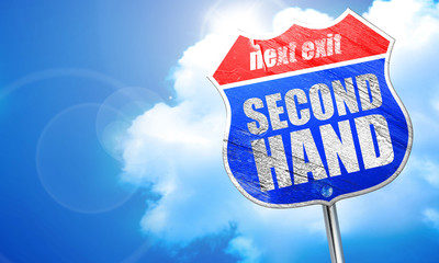 second hand, 3D rendering, blue street sign