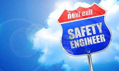 safety engineer, 3D rendering, blue street sign