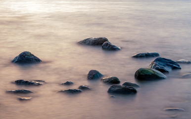 Sea rocks and sea mist