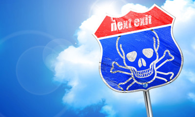 Poison sign background, 3D rendering, blue street sign