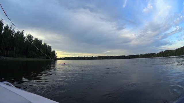 Teenage girl start wakeboarding