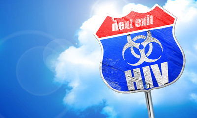 Aids virus concept background, 3D rendering, blue street sign