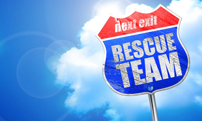 rescue team, 3D rendering, blue street sign