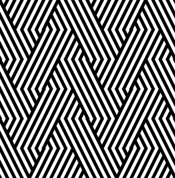 Vector seamless texture. Modern abstract background. Monochrome repeating pattern of intersecting bands.