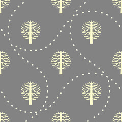seamless pattern with vector tree silhouette