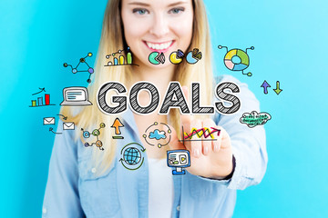 Goals concept with young woman