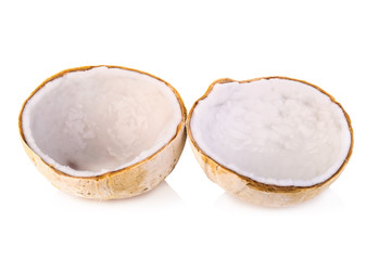 young coconut meat on white background
