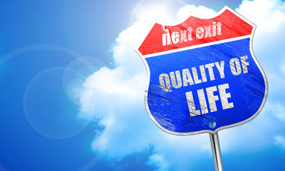 quality of life, 3D rendering, blue street sign