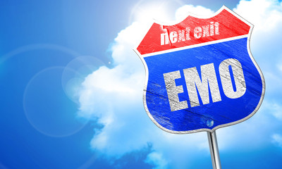 emo, 3D rendering, blue street sign