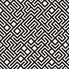 Vector Seamless Black and White Irregular Maze Pattern - 117086609