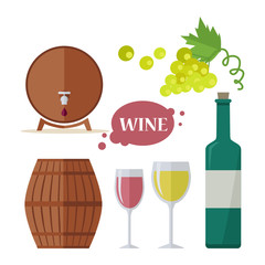 Wine Consumption Icon Set. Viniculture Production