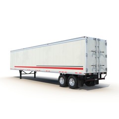 Blank white parked semi trailer, isolated on white 3D Illustration