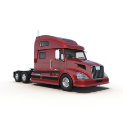 Red truck without a trailer on white 3D Illustration