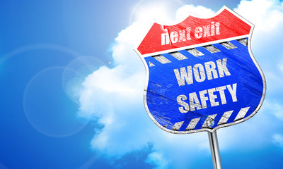 Work safety sign, 3D rendering, blue street sign