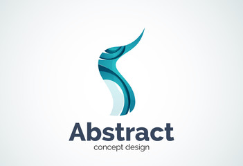 Abstract wave logo template, smooth motion concept